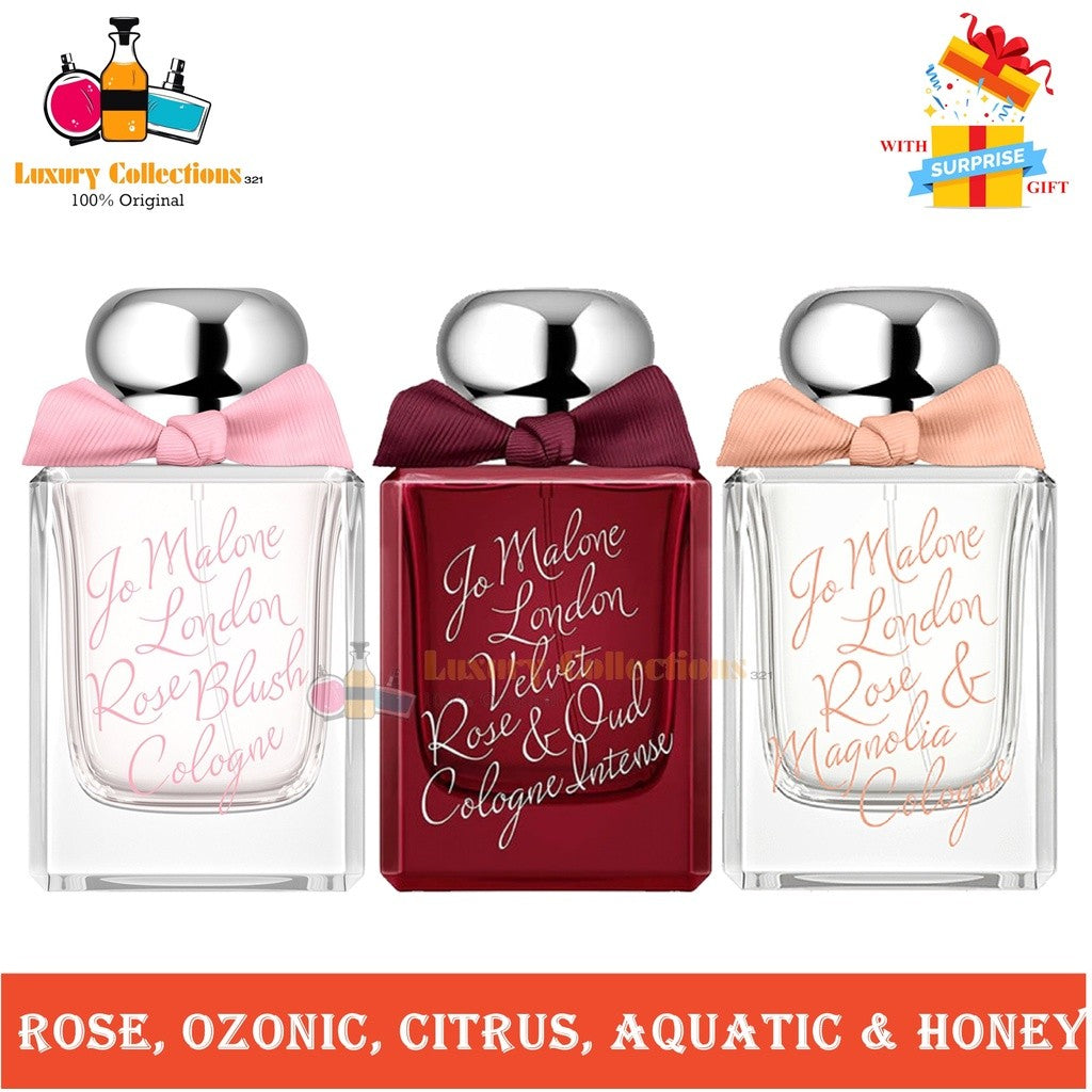 Jo Maalone London 50ml Rose Blush / Rose & Magnolia / Velvet Rose & Oud Intense / Red Roses for Women and Men