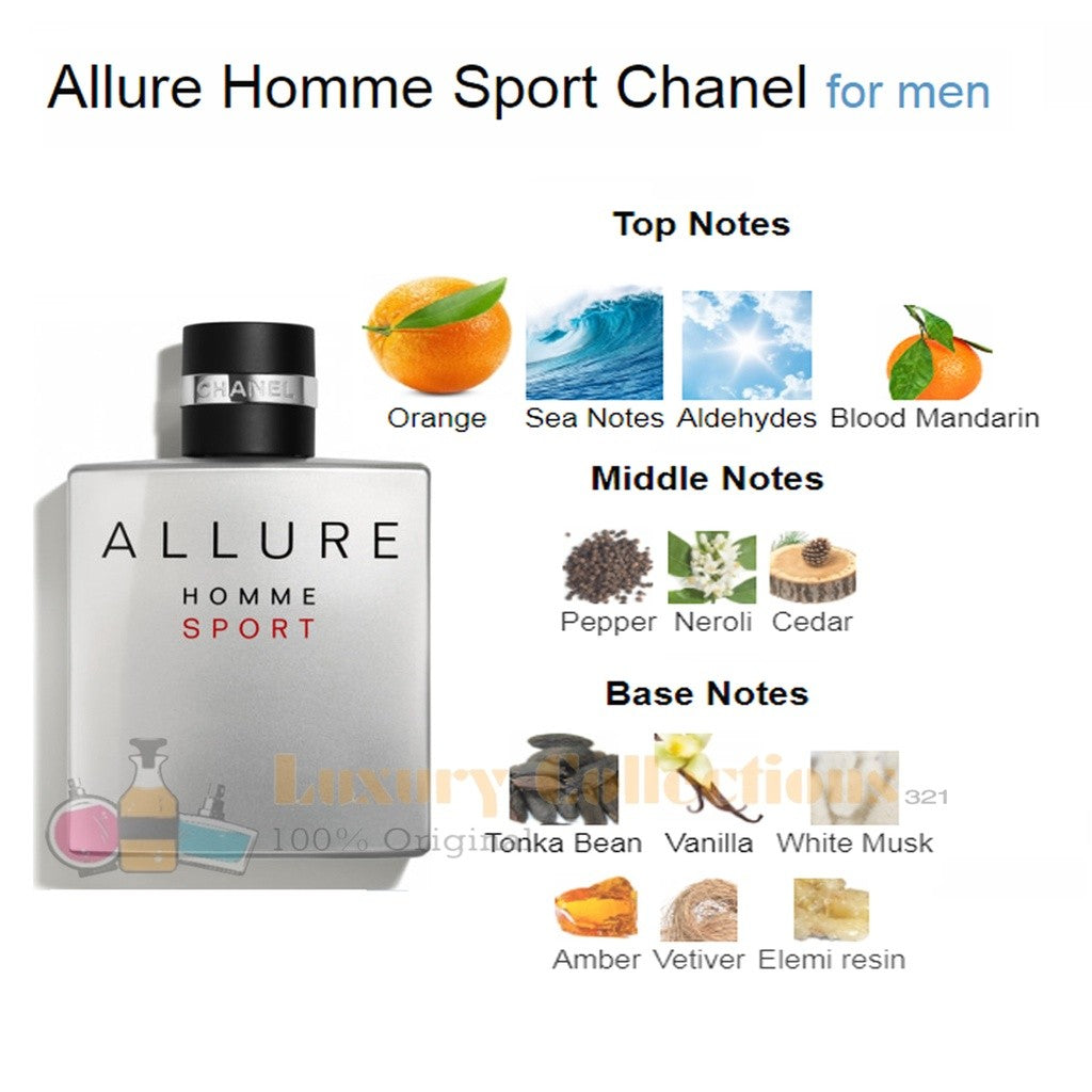 Allure Homme Sport / Cologne / Edition Blanche / Eau Extreme EDT 100ml Perfume for Men