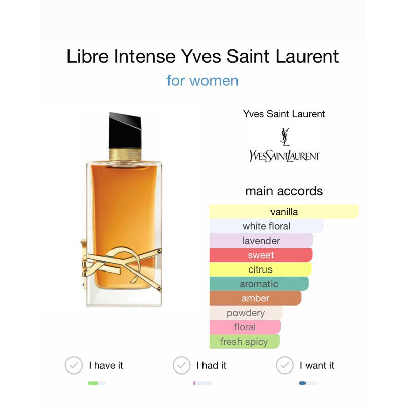 Combo 2pcs (YY Eau de Parfum 100ml + Liibre Eau de Parfum Intense 90ml) Perfume