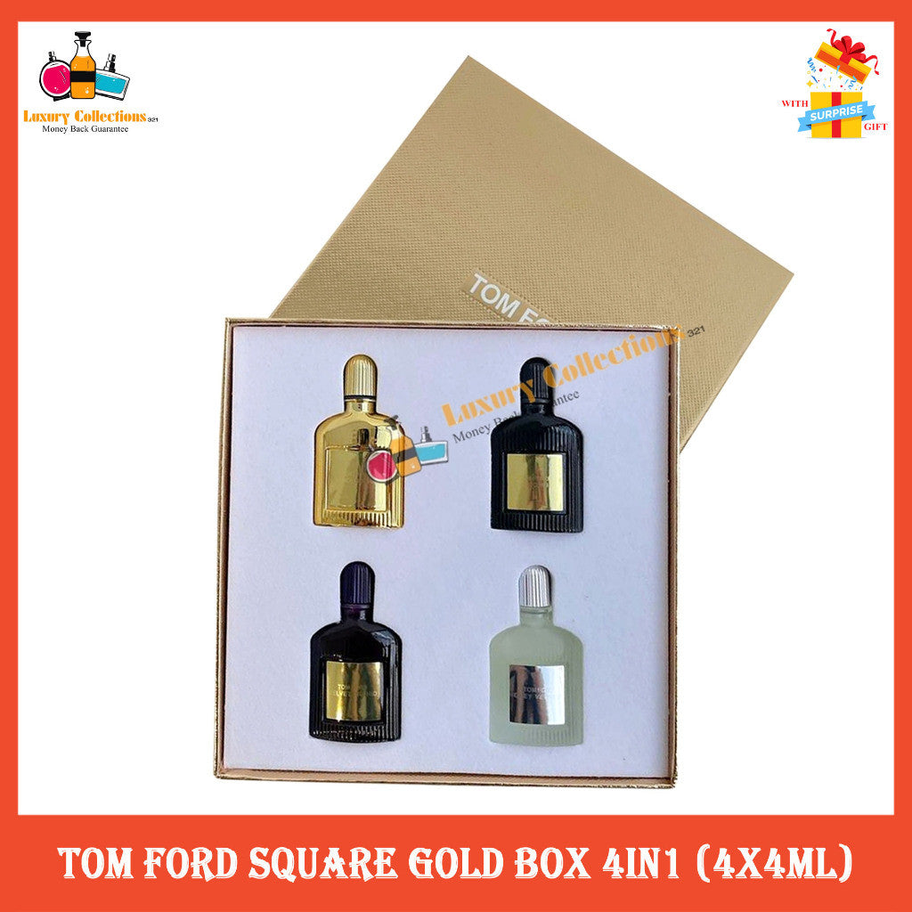 Original Branded - TF_ Square Gold Box 4in1 (4x4ml) perfume Gift Set men & Women