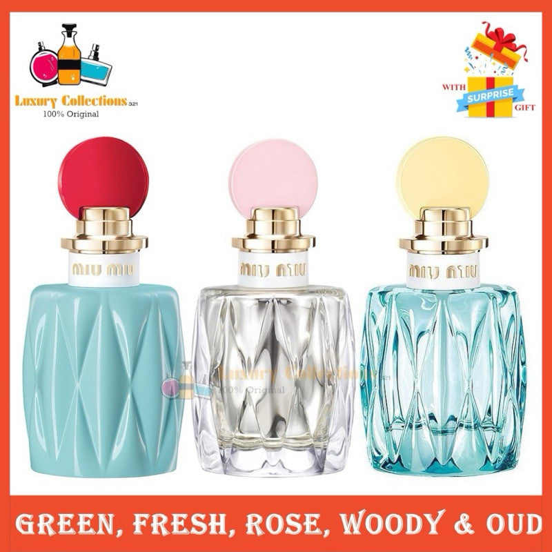 % Miu Miu Fleur D’Argent / Fleur de Lait / L’Eau Rosee / L’Eau Bleue / Eau de Parfum 100ml for Women