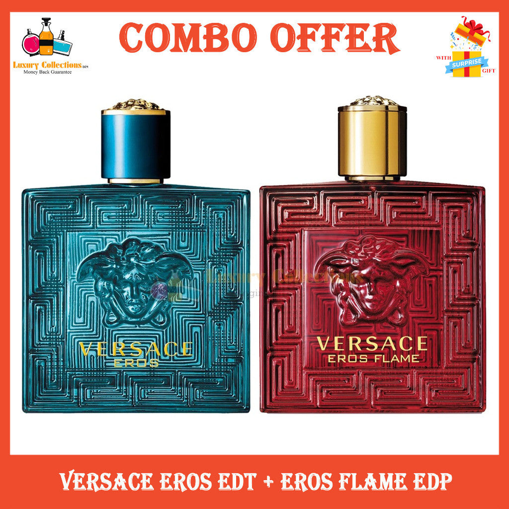 Combo 100ml 2Pcs ( Verssce Eros EDT + Eros Flame EDP ) Perfume For Men