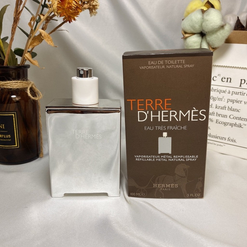 % Tere d-Herrmes Eau Tres Fraiche EDT 100ml for Men (Refillable Metal)