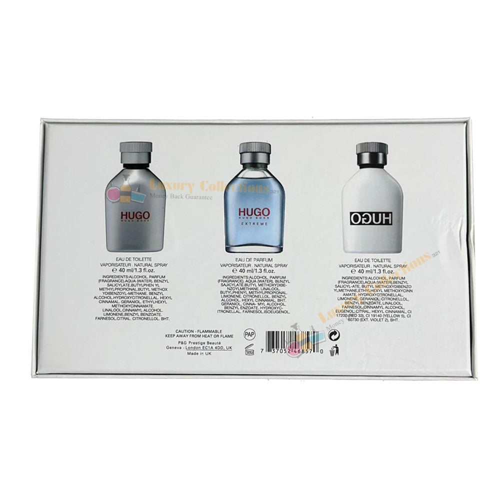 % HU0G0 B0SS Man 3in1 Perfume Gift Set 3x40ml White Box