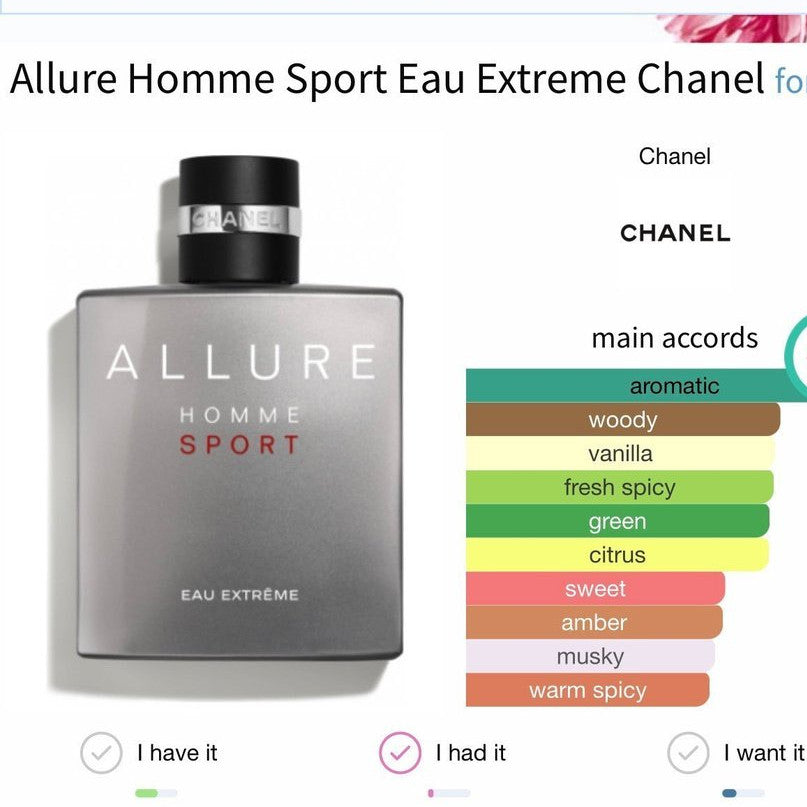 % Allure Homme Sport Eau de Parfum Eau Extreme for Men 100ml Perfume Untuk Lelaki