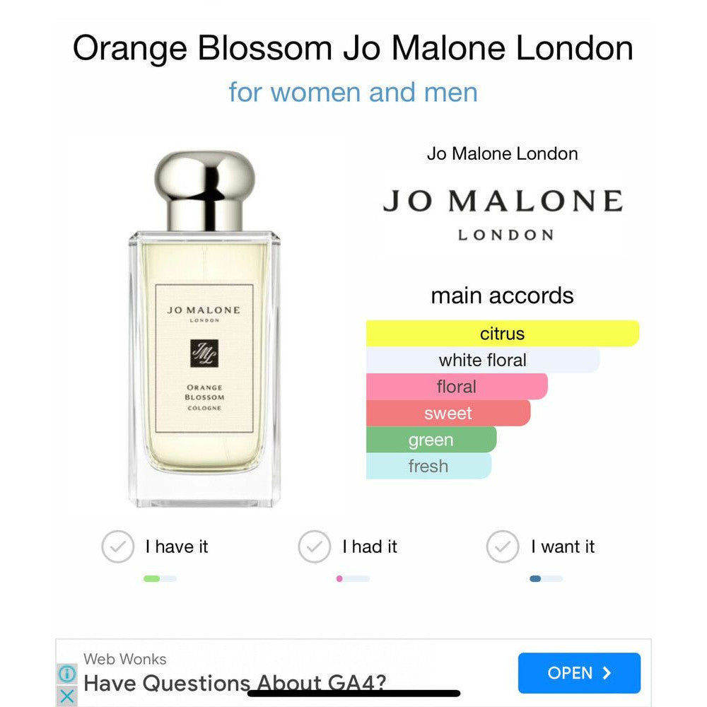 %Jo Orange Blossom for Women and Men 100ml Perfume Untuk Unisex