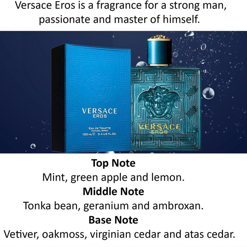 % Original Verasce Eros Eau De Toilette 100ml Perfume For Men