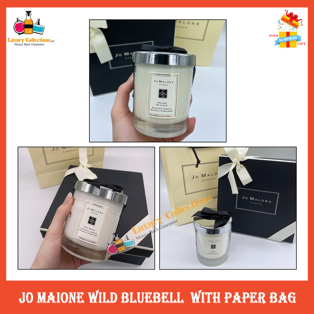 J0 MaIone Wild Bluebell / Orange Blossom / Red Roses Scented Candle Set (Square Box) With Paper Bag