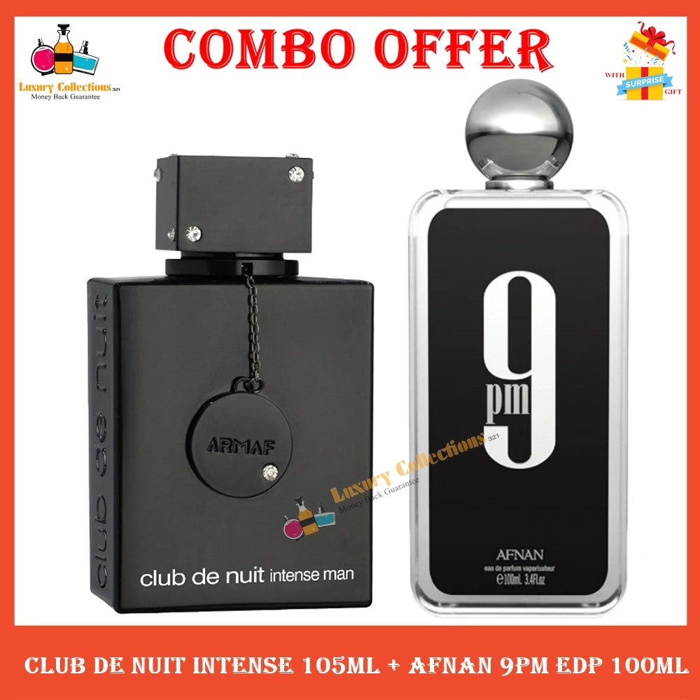 (Combo 2pcs) Club de Nuit Intense Man EDT 105ml + Afnan 9pm EDP Men 100ml