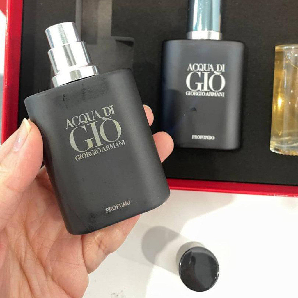 % Anrami Aqcua Di G!o 4in1 Perfume Gift Set 4x30ml for Men Red Box