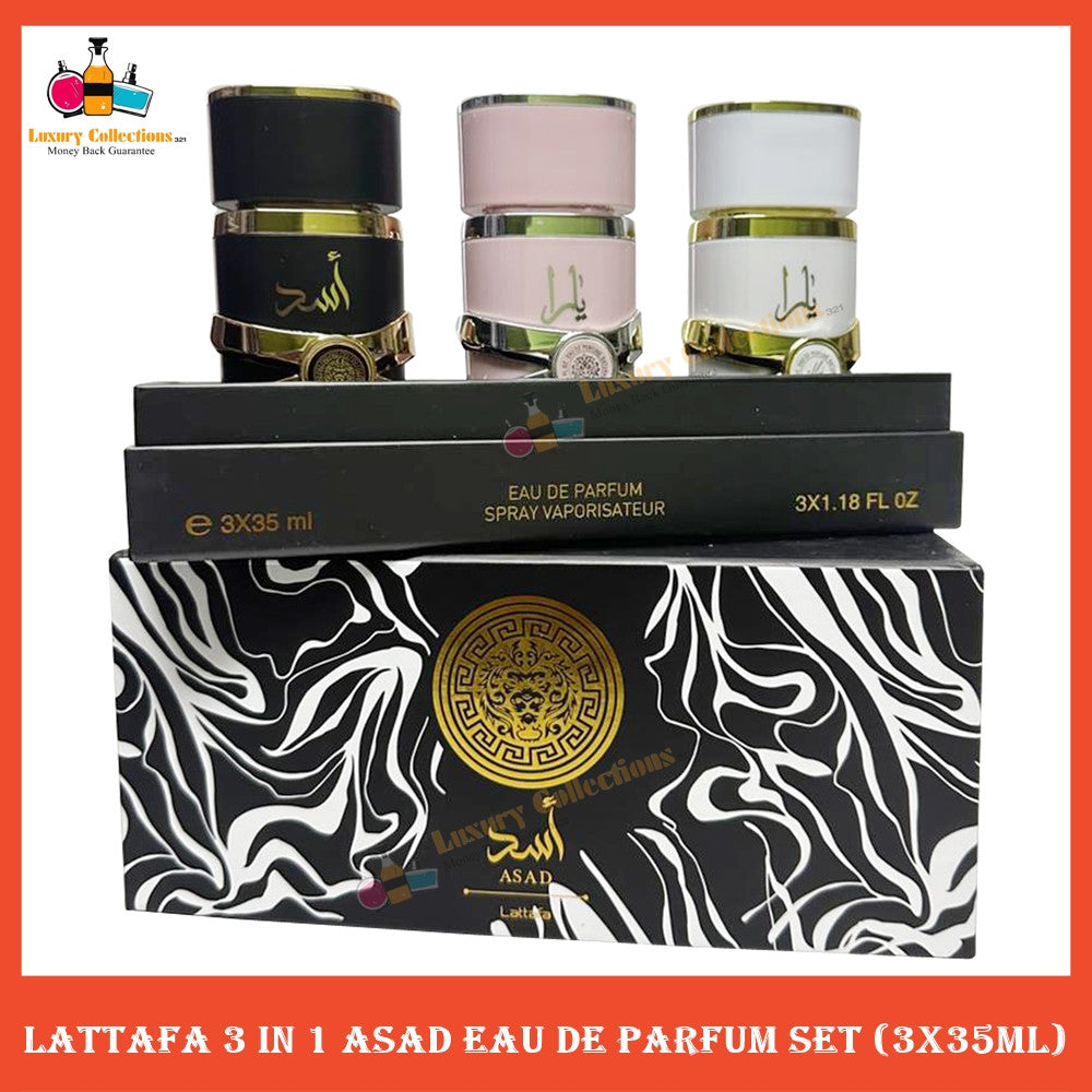 % 3in1 Lattafa Asad Eau de Parfum Gift Set 3x35ml (Black Box)