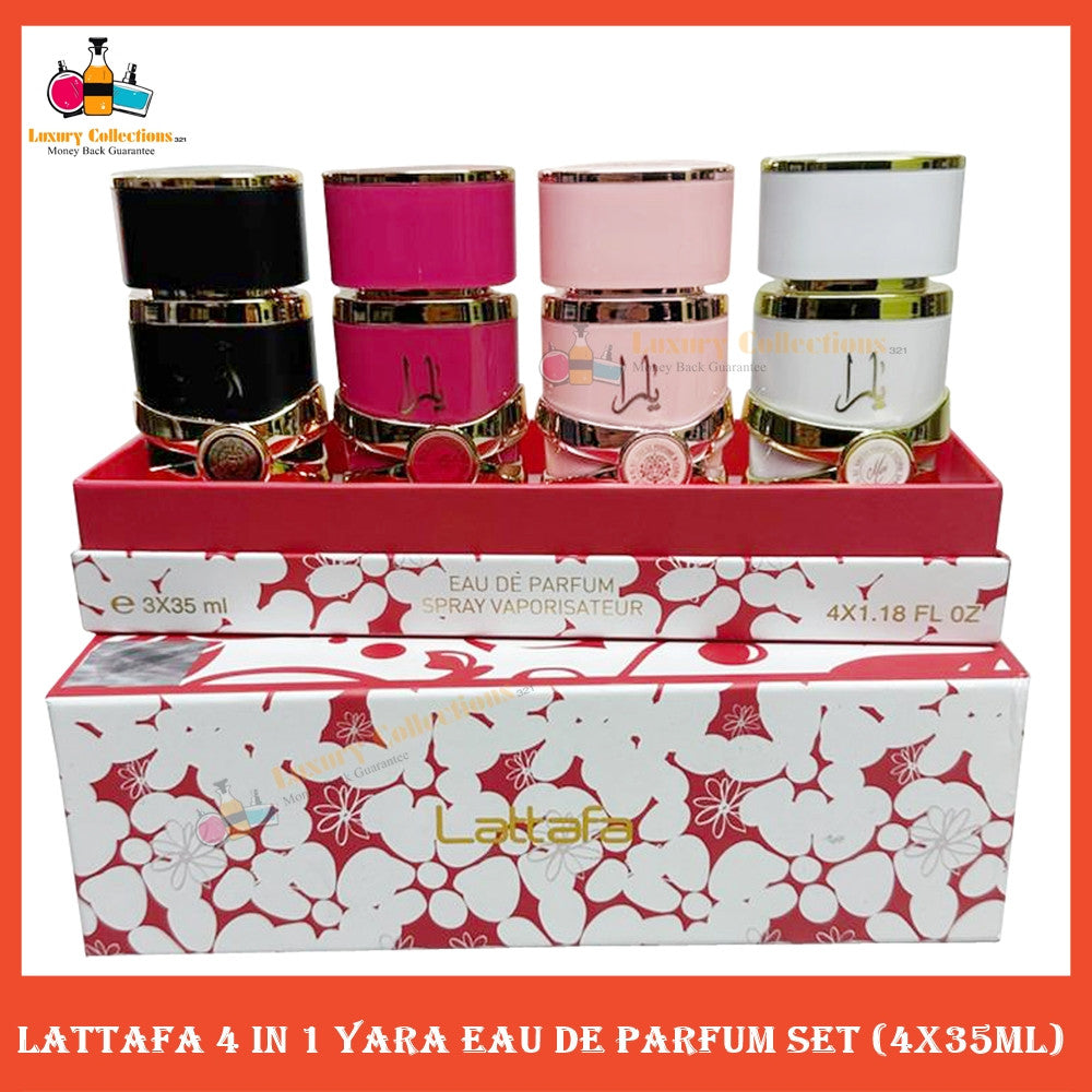 % 4in1 Lattafa Yara Eau de Parfum Gift Set 4x35ml (Pink Box)