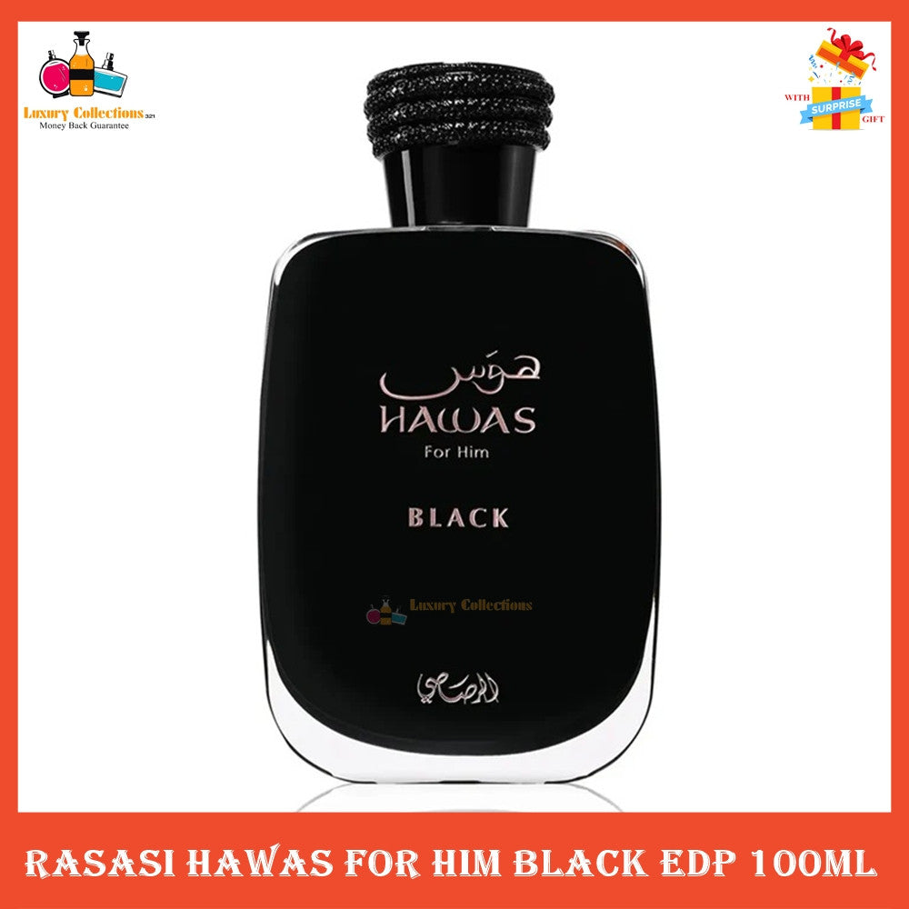 % Rasasi Hawas for Him Black Eau de Parfum 100ml for Men