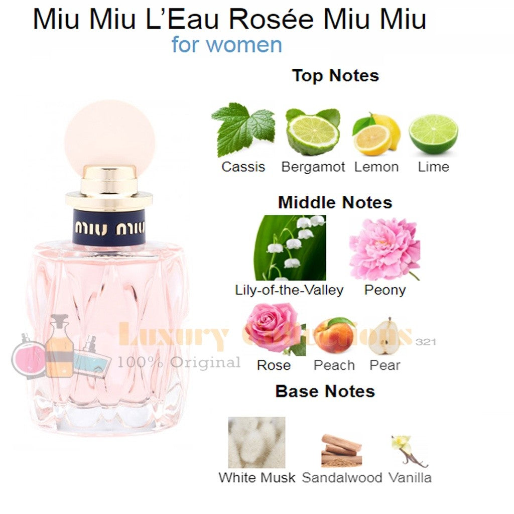 % Miu Miu Fleur D’Argent / Fleur de Lait / L’Eau Rosee / L’Eau Bleue / Eau de Parfum 100ml for Women