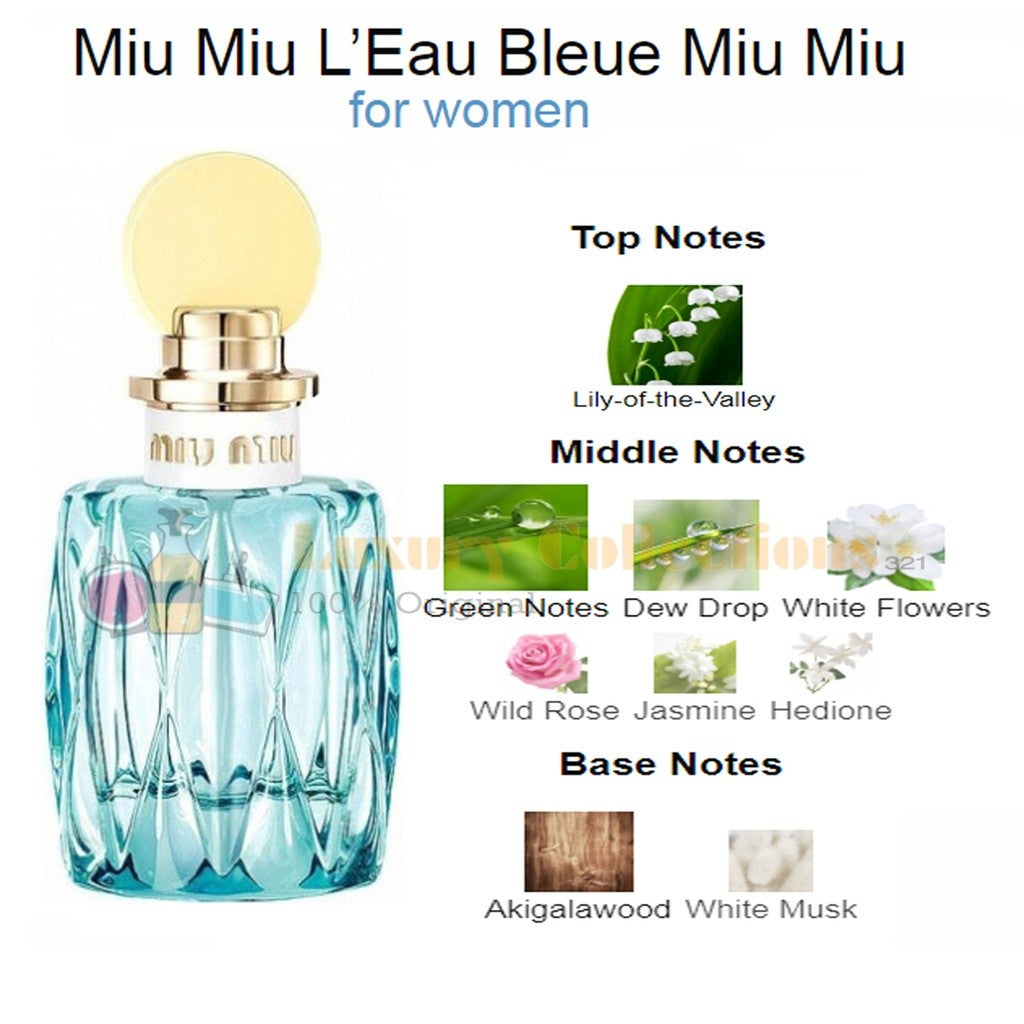 % Miu Miu Fleur D’Argent / Fleur de Lait / L’Eau Rosee / L’Eau Bleue / Eau de Parfum 100ml for Women