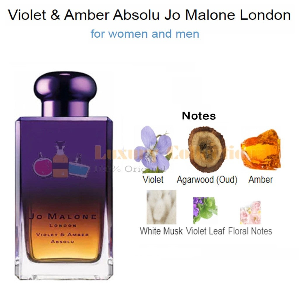 % Jo Malone London Scarlet Poppy Intense  / Violet & Amber Absolu / Rose & White Musk Absolu 100ml for Men & Women