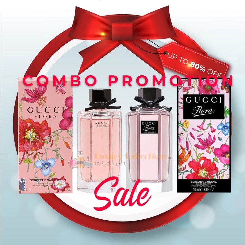 Combo 2pcs 100ml (Gcuci Flora Gorgeous Gardenia EDT + Pink Limited Edition) Perfume